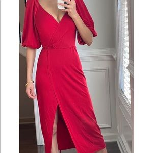 Reformation Red Calabra Midi Night Out Dress Sz Xs